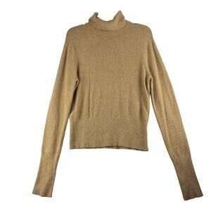 Apt9 Long Sleeve Turtleneck Sweater Womens Large Nylon Metallic Soft Camel Nubby